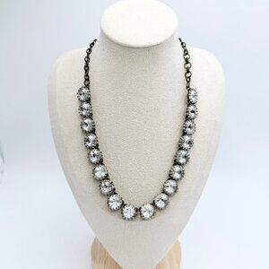 J.Crew Clear Crystal Statement Necklace – Antique Brass Tone Chain
